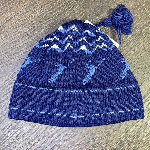 Vermont Originals Tonkawood Skier 100% Wool Hat Blue Fair Isle - Picture 3 of 5